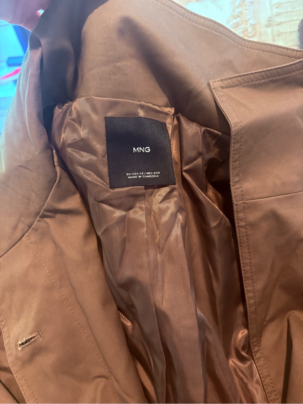 Mango funnel neck belted trench coat - medium brown - XS - never worn - Picture 4 of 5